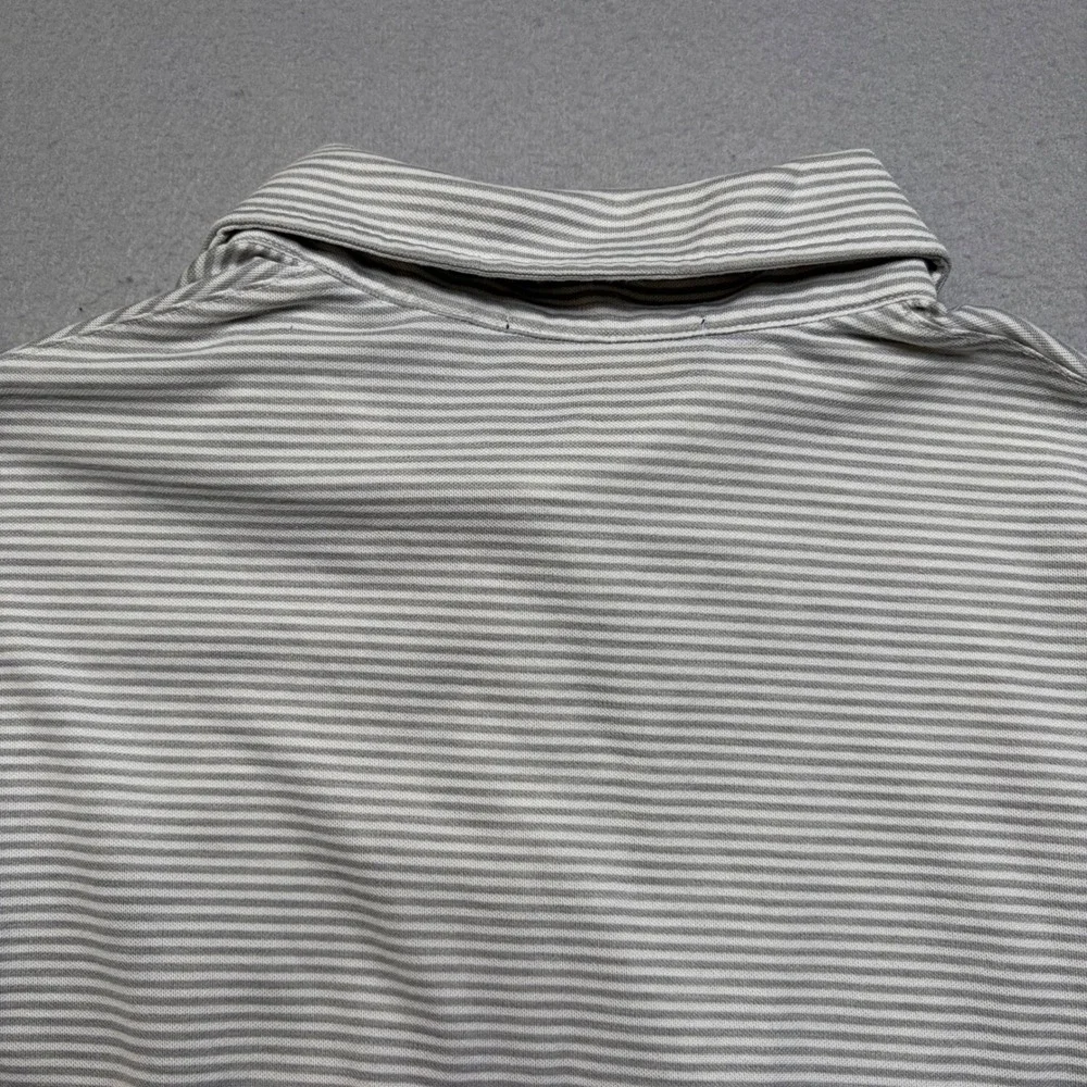 Ralph Lauren Polo Shirt Mens Large Grey Striped Short Sleeve Pony Logo Classic